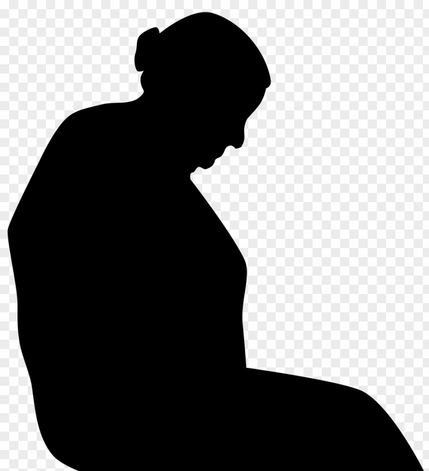 Neck Blackandwhite Silhouette Sitting Black-and-white PNG