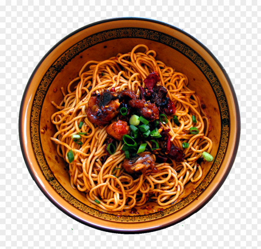 Dry Spicy Chicken Noodle Lo Mein Chow Chinese Noodles Yakisoba Fried PNG