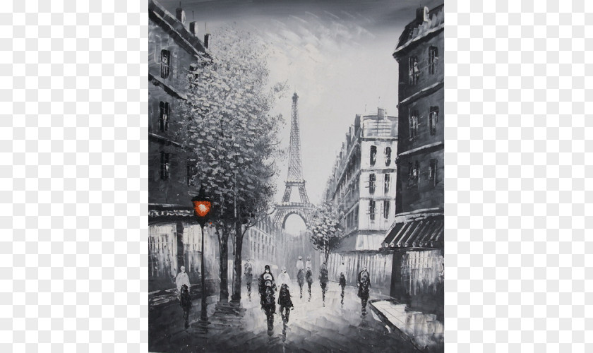 Eiffel Tower Oil Painting Canvas Art PNG