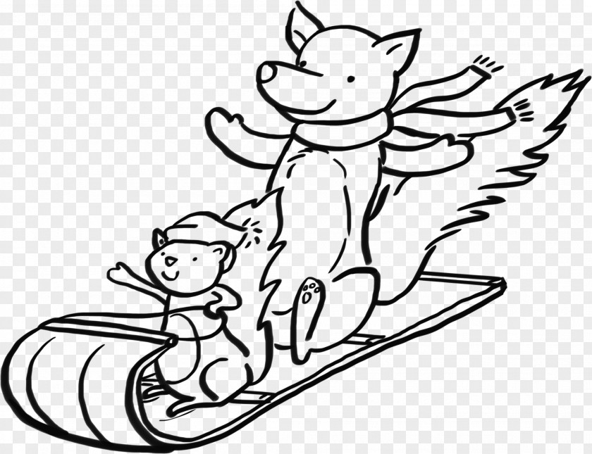 Searchlight Stone Fox Sled Racer Clip Art Drawing Image Illustration PNG