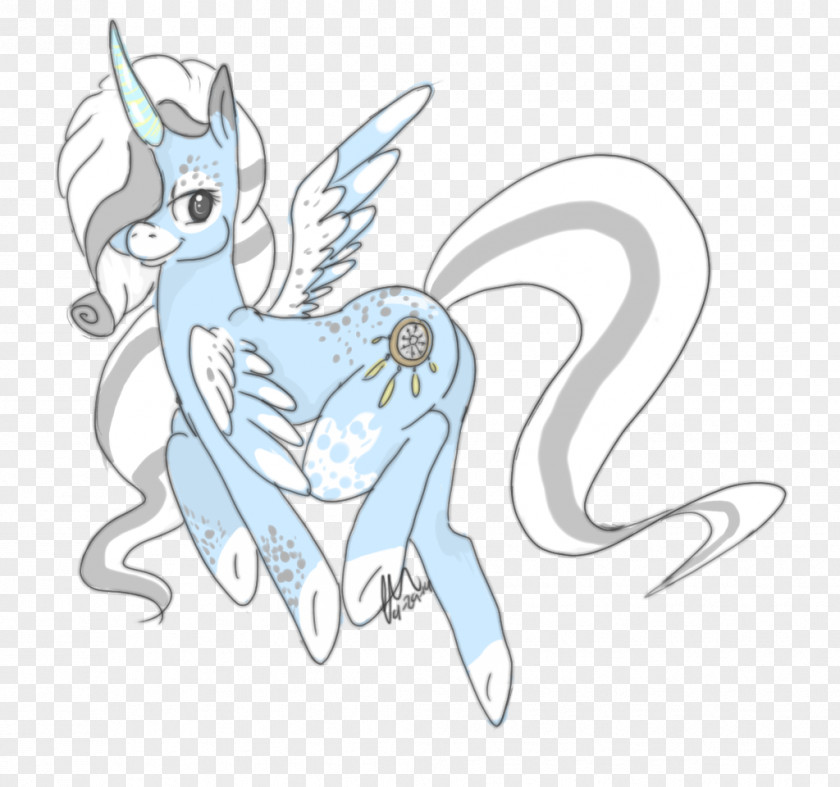 Dream Catcher Pony Line Art Drawing PNG