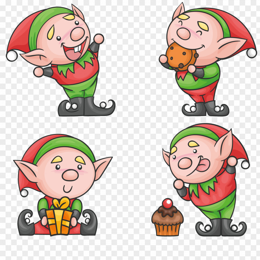 Funny Hand-drawn Sprites The Elf On Shelf Santa Claus Christmas PNG