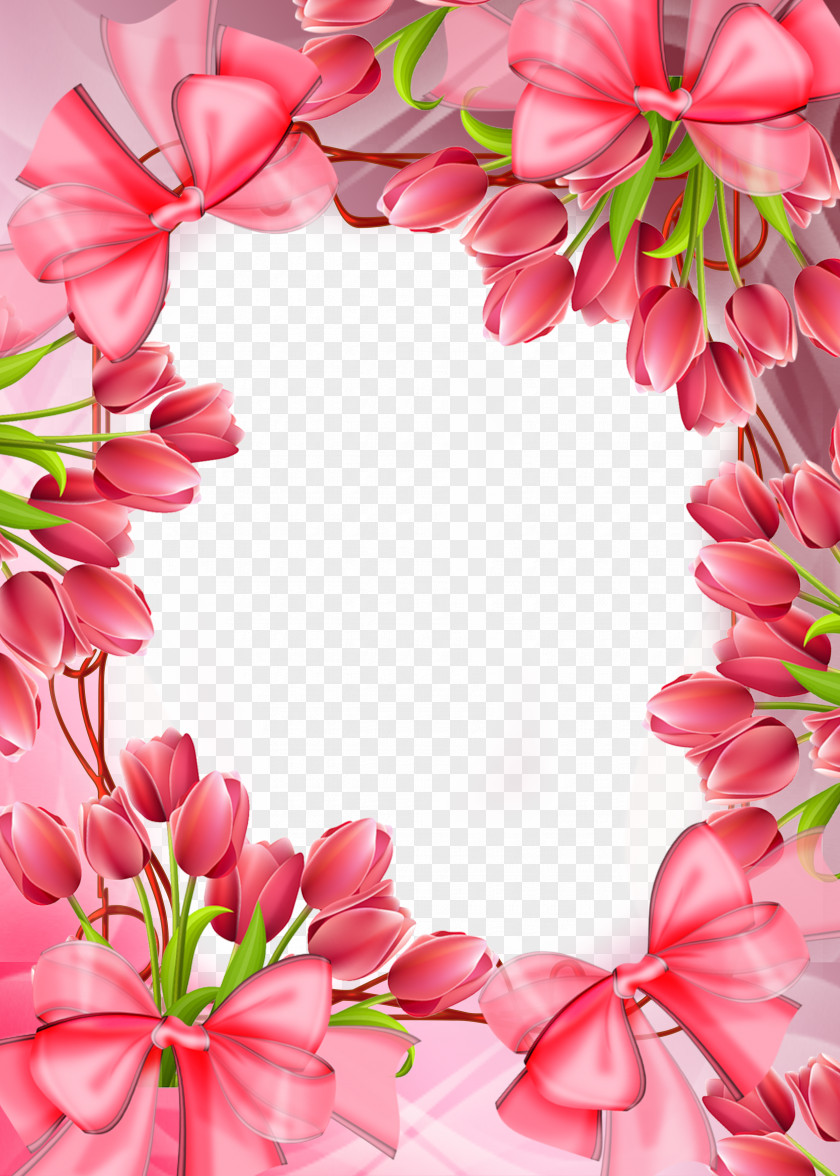 Tulip Flowers Border Picture Frame Rose Pink PNG