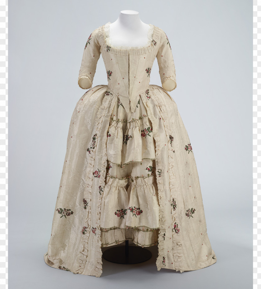 Dress 18th Century Close-bodied Gown 1780s Sack-back PNG