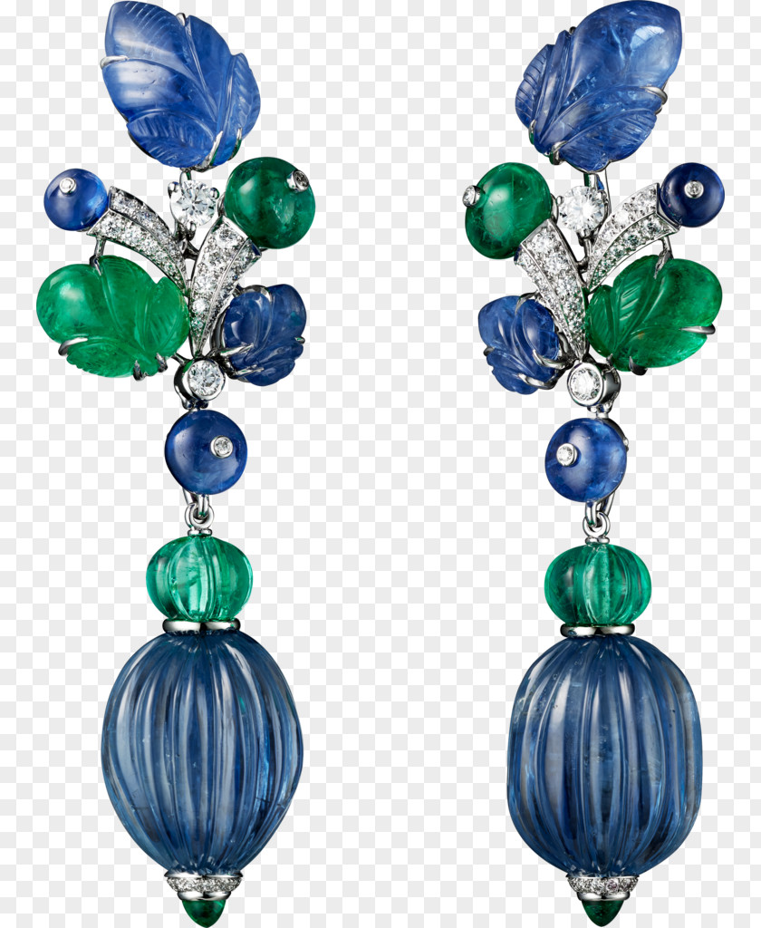 Emerald Earring Blue Jewellery Cartier PNG
