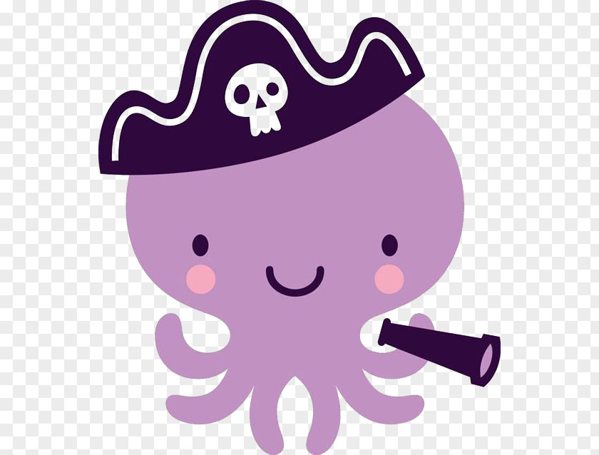 Free Cute Cartoon Octopus Pull Material PNG
