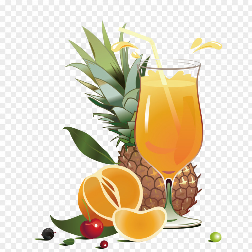 Pineapple Drink Orange Juice Cocktail Garnish Fruit PNG