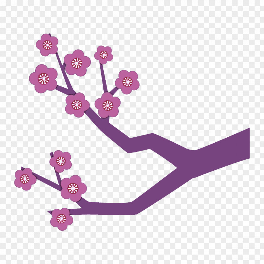 Plum Branch Winter Flower PNG