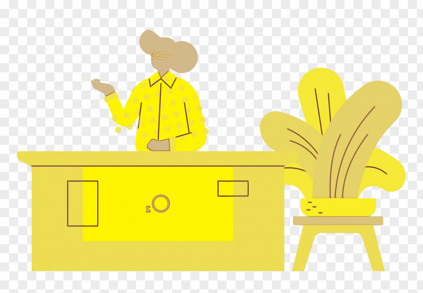Cartoon Yellow Line Font Furniture PNG