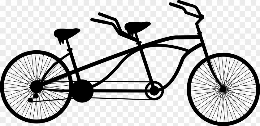 Black Simple Double Bike Tandem Bicycle Cycling Clip Art PNG