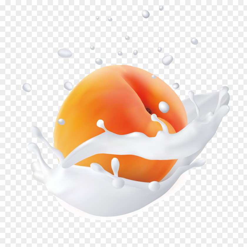 Hand-painted Splash Of Peach Milk Juice Strawberry Fruit PNG