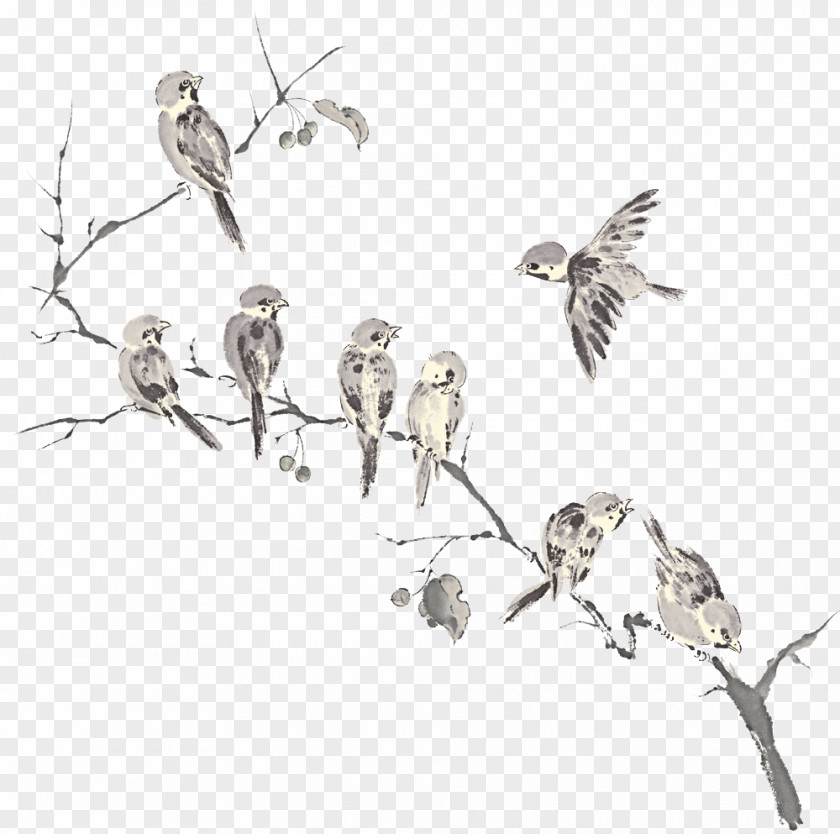 Sparrow Bird Sticker Wood PNG