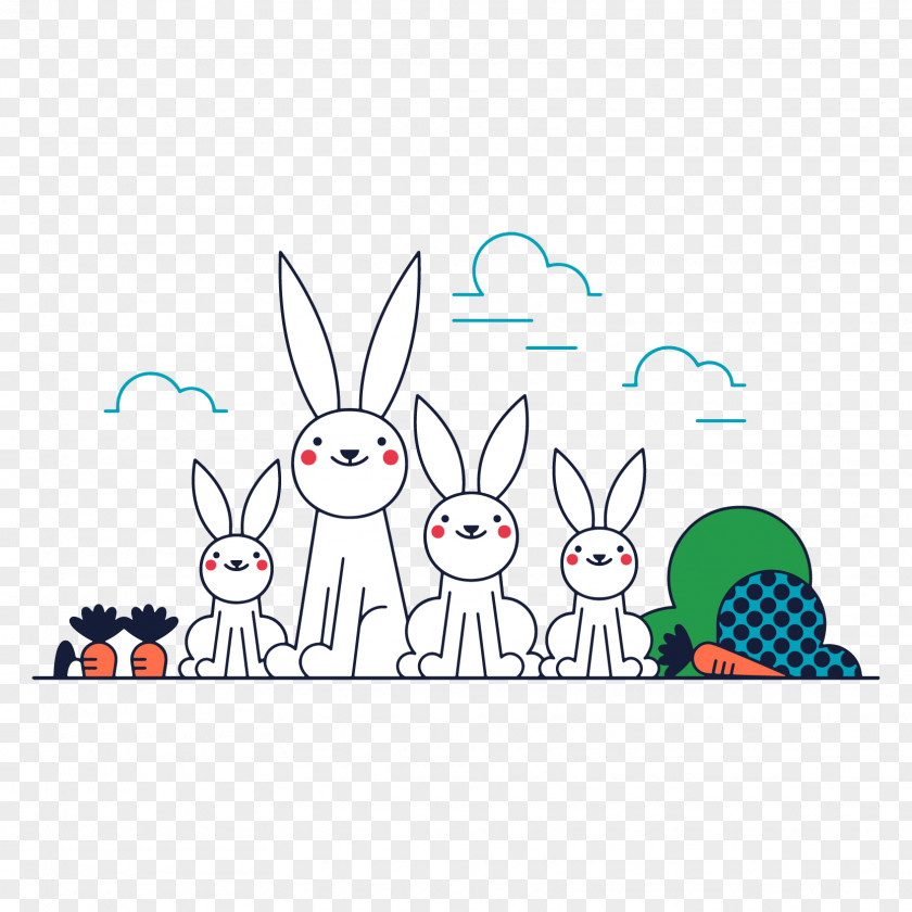 Vector Line Drawing Of A Rabbit Easter Bunny European PNG
