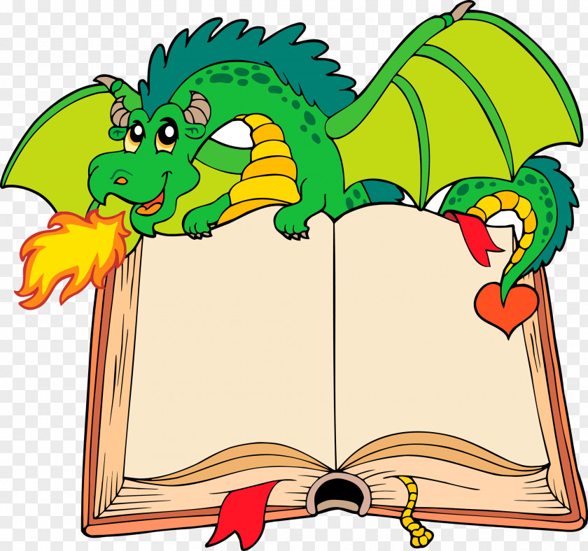 Magic Book Cartoon Dragon Clip Art PNG