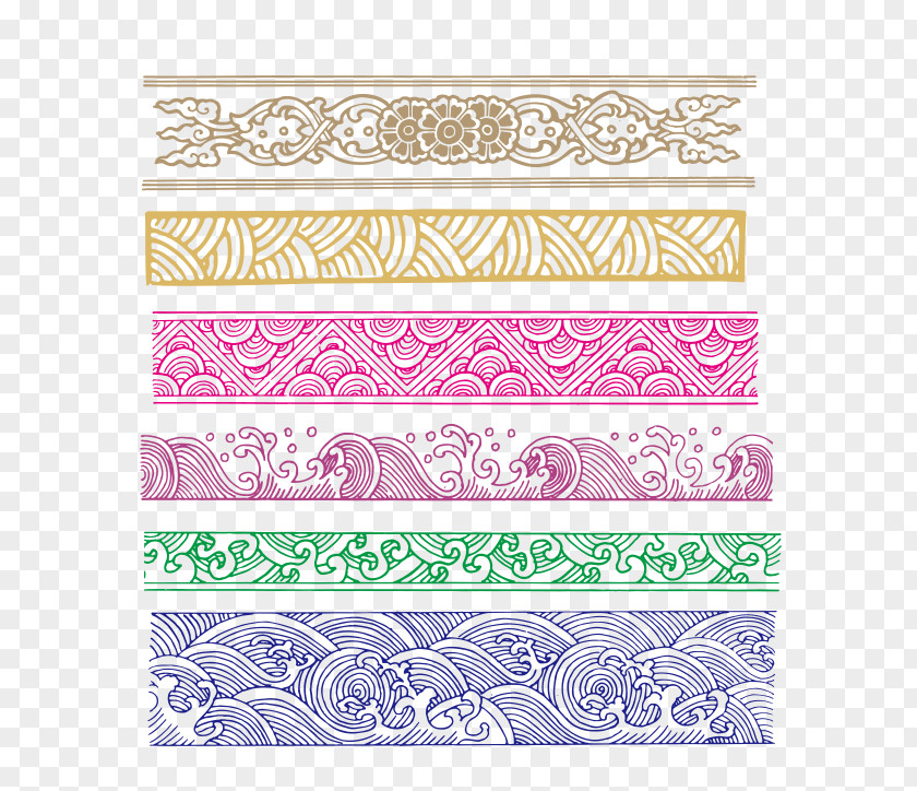 Chinese Classical Wave Patterns China Motif Chinoiserie PNG