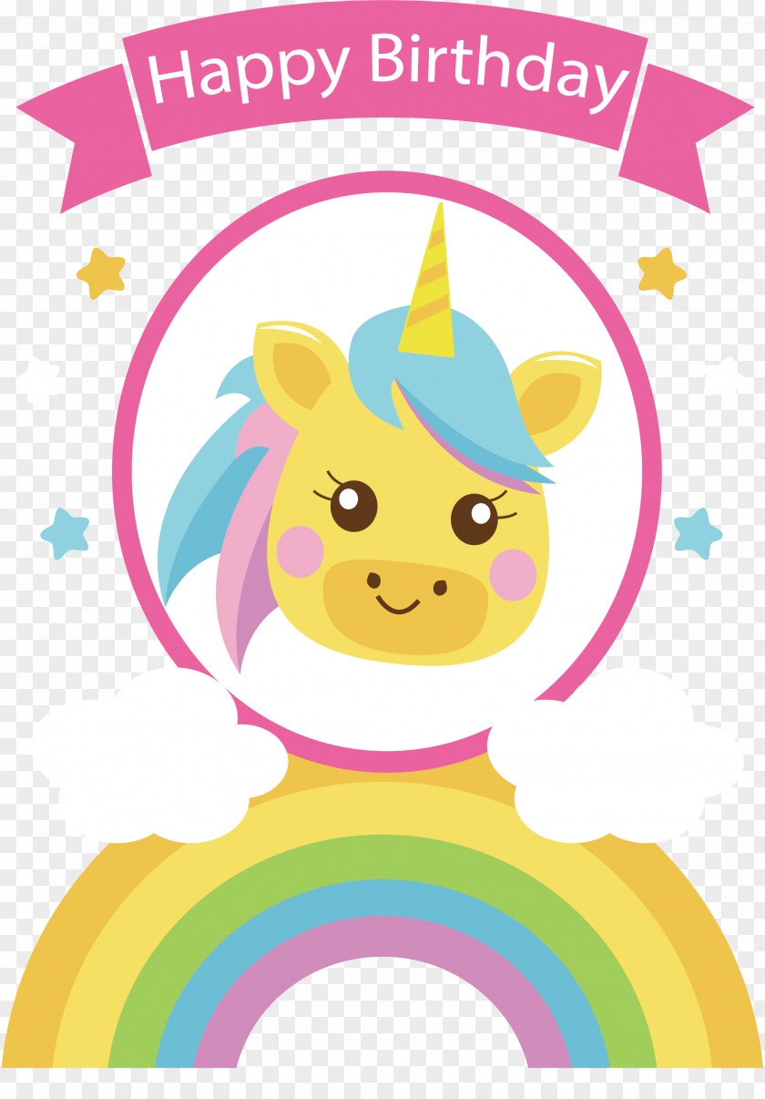 Rainbow Bridge Unicorn Birthday Card Happy To You Party Clip Art PNG