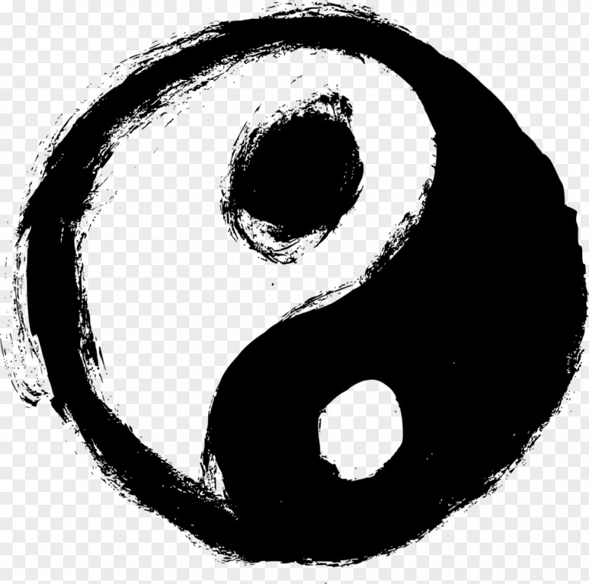 Yin Yang And Symbol Black White PNG