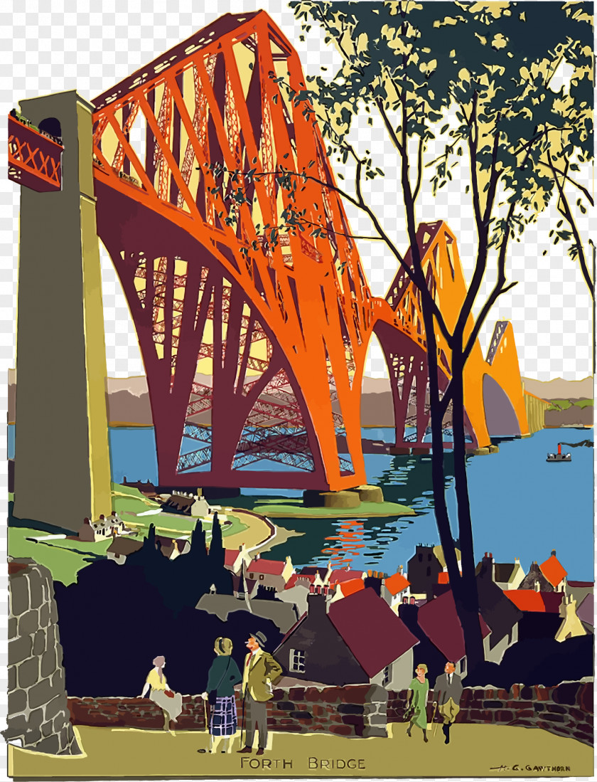 Vector Bridge Scotland Poster Printmaking Plakat Naukowy PNG