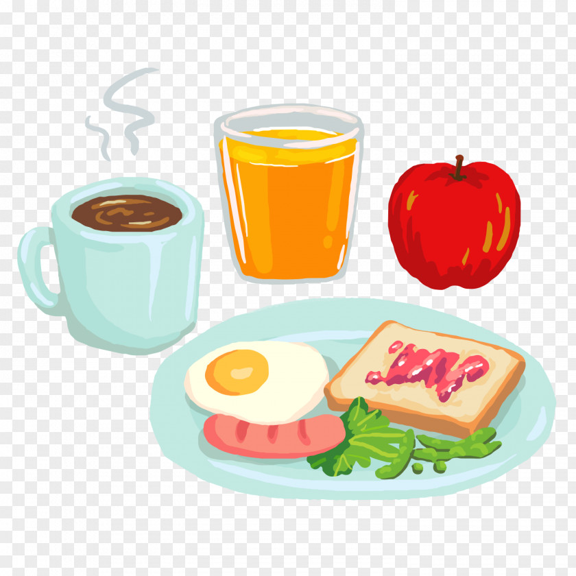 Nutritious Breakfast Coffee Juice Barbecue Pizza PNG