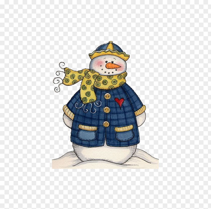 Snowman Stands Christmas Card Winter Clip Art PNG