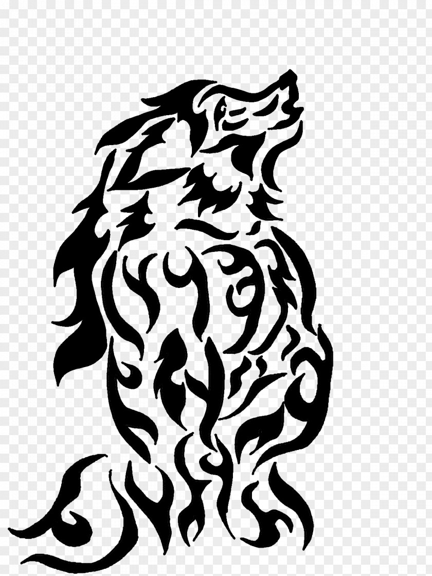 Tribal Tattoo Art Drawing Gray Wolf PNG