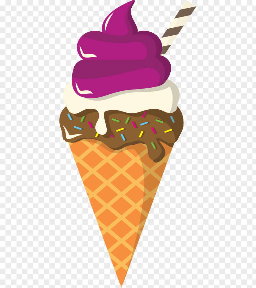 Vector Hand-drawn Ice Cream Neapolitan Dondurma Cone PNG