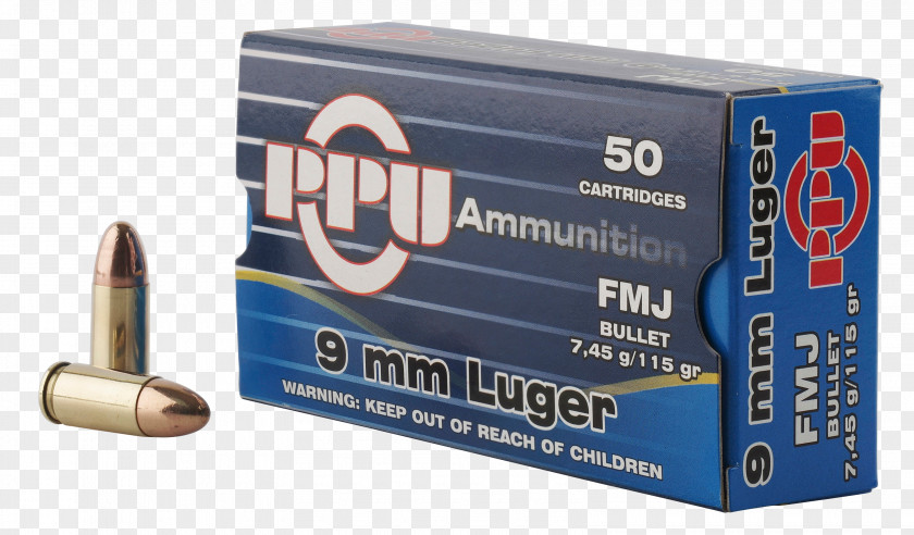 Ammunition Full Metal Jacket Bullet Prvi Partizan 9×19mm Parabellum Firearm .45 ACP PNG
