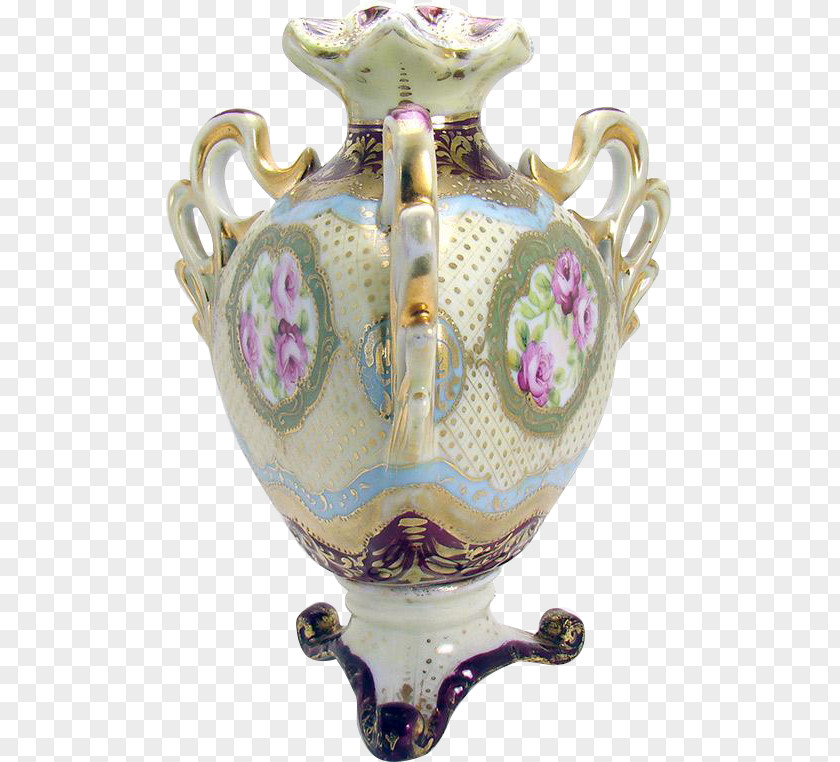 Hand Painted Porcelain Vase Ceramic Pottery Antique PNG