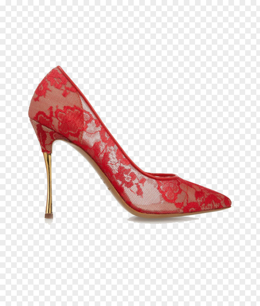 Red Lace Heels Court Shoe High-heeled Footwear Peep-toe PNG