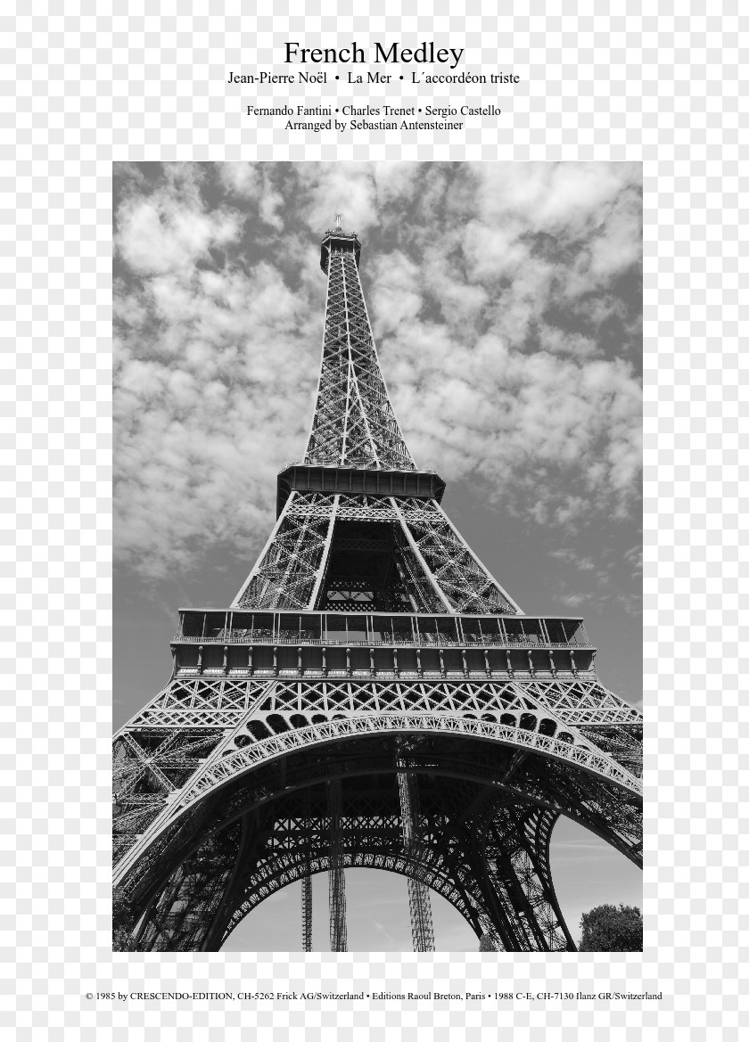 Eiffel Tower Black And White Paper Grayscale PNG