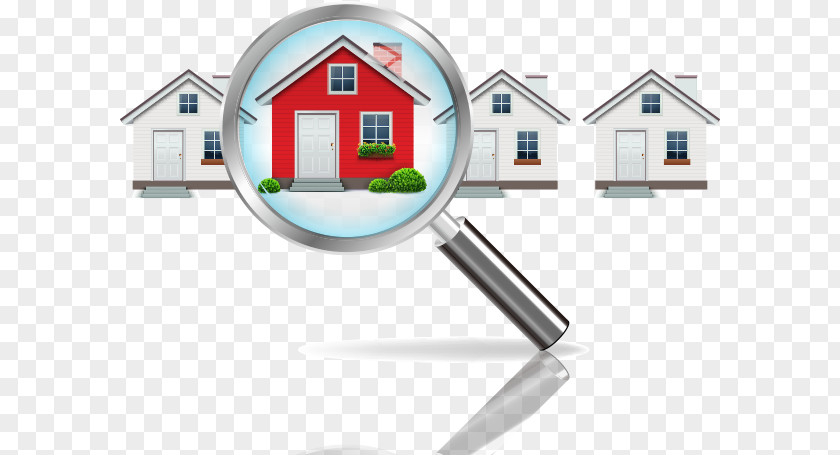 Vector Illustration Magnifying Glass House Real Estate Investing Agent Property Home Inspection PNG