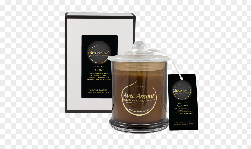 Candle In Glass Caramel Flavor Perfume Vanilla Soy PNG