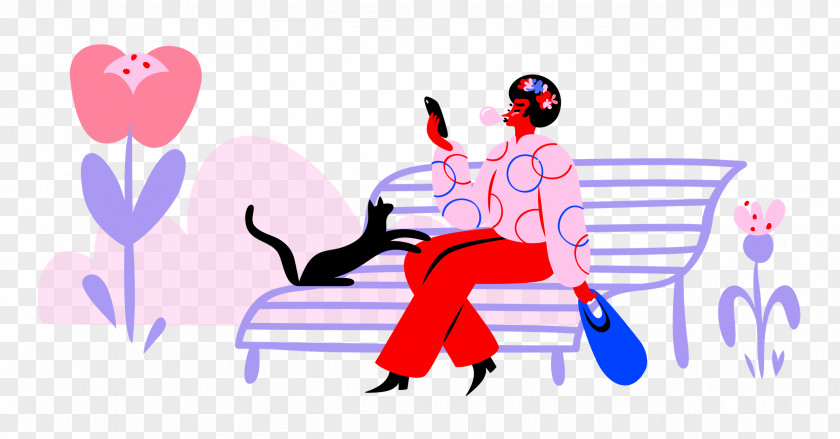 Park Cat Lady PNG