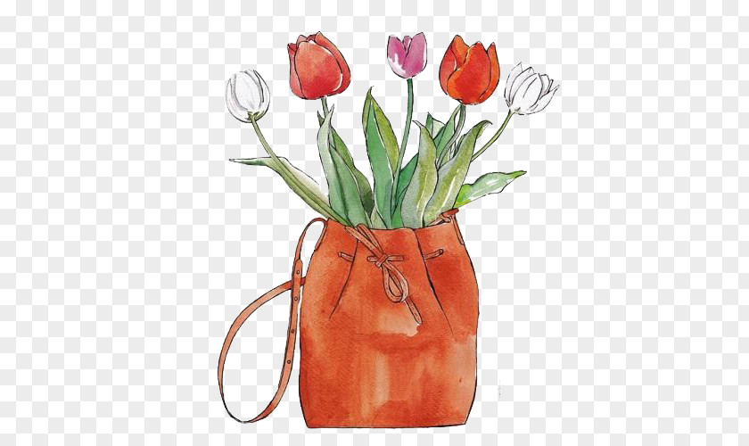 Bag Bouquet Floral Design Illustration PNG