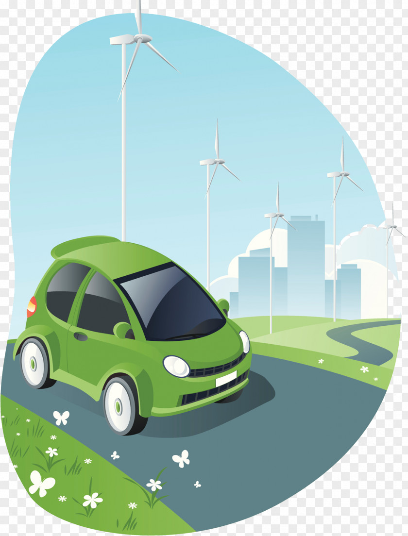 Electric Car Illustrator Drawing Illustration PNG