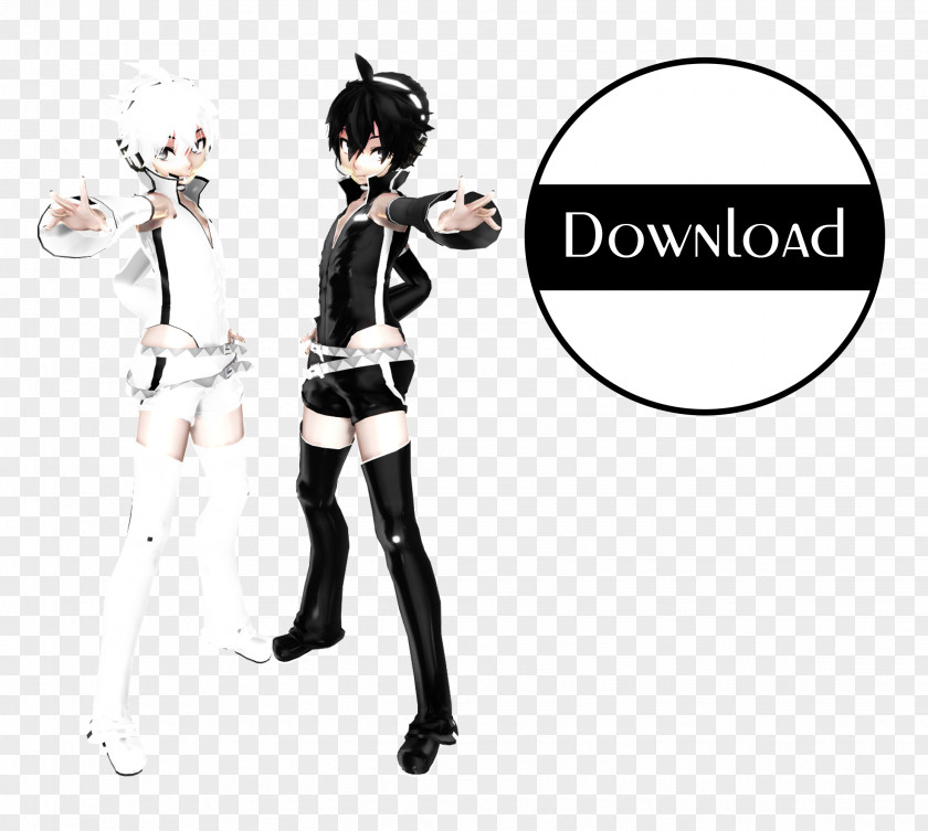 MikuMikuDance Kagamine Rin/Len Black Hair Down-low PNG