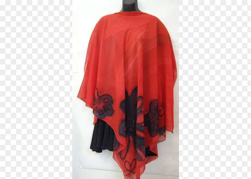Design Outerwear Red Poncho Floral PNG
