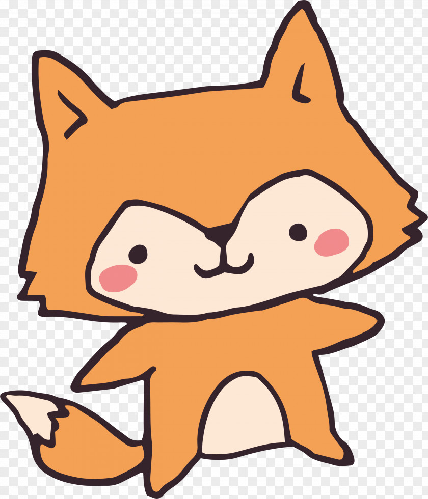 Cute Little Cartoon Fox Art Illustration PNG