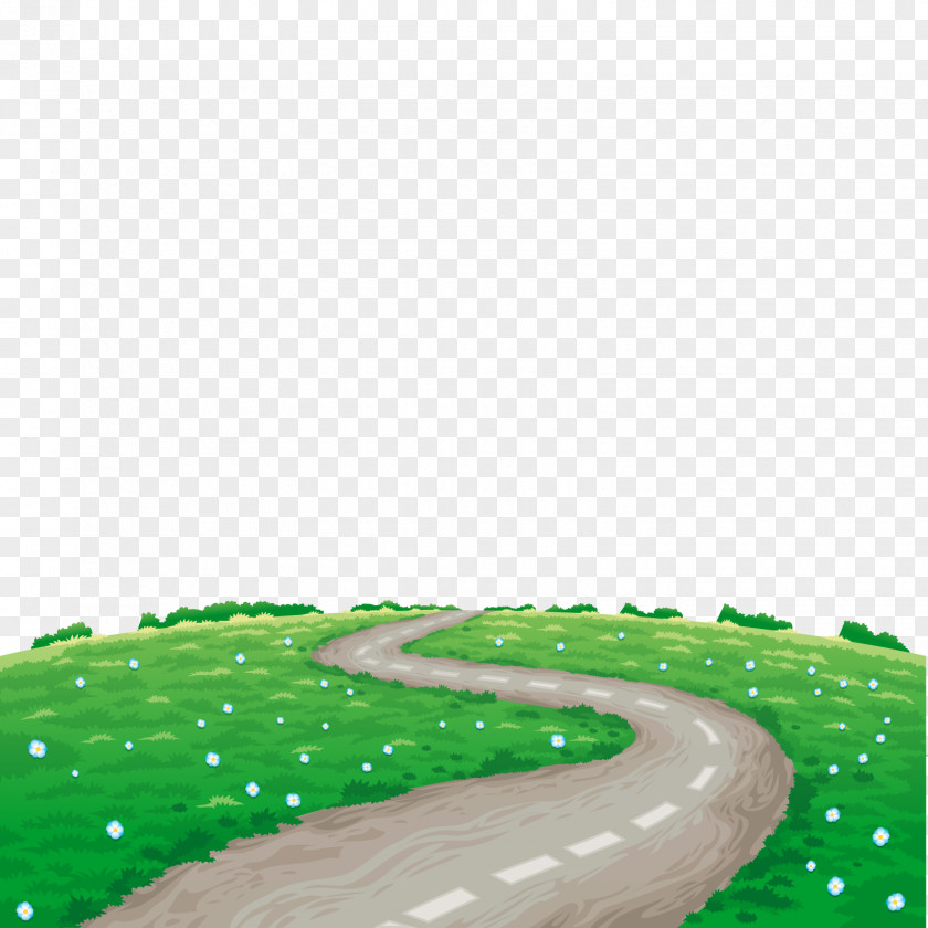 Vector Spring Road Landscape Illustration PNG