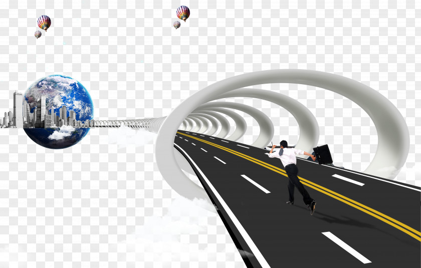 Business People Running On The Road Template Advertising PNG