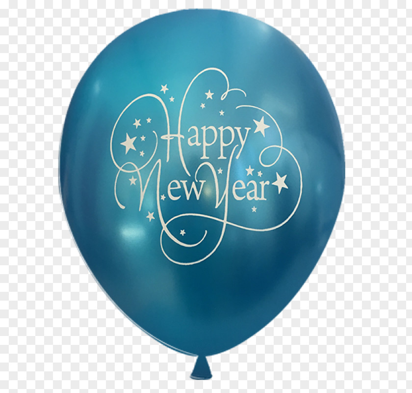 New Year Blue Balloon Metallic Color Inch Gold PNG