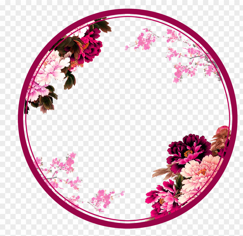 Red Chinese Wind Flower Circle Border Texture PNG chinese wind flower circle border texture clipart PNG