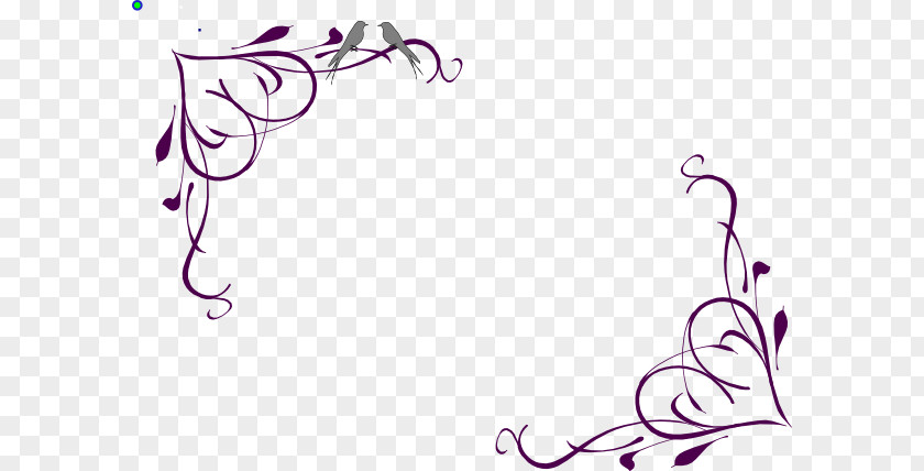 Dark Grey Borders And Frames Clip Art Decorative Corners Purple Flower PNG