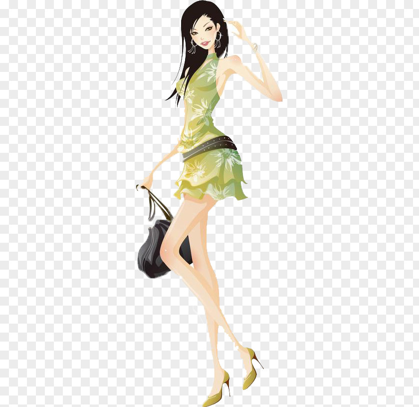 A Beautiful Lady Standing In Her Face Woman Fashion Illustration PNG