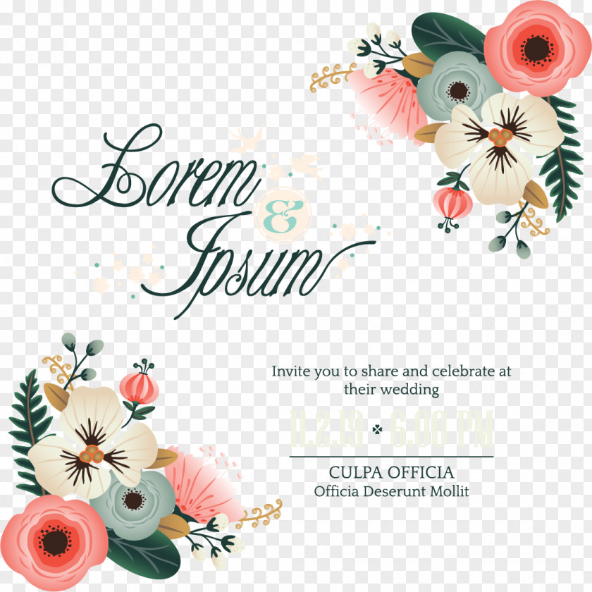 Romantic Flowers Wedding Invitations Invitation Paper Flower Party PNG