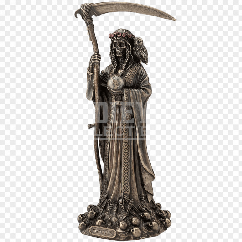 Santa Muerte Death Statue Bronze Sculpture PNG