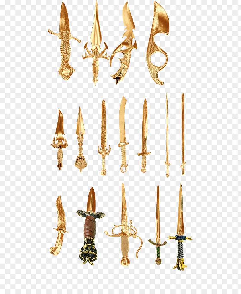 Golden Sword Knife Weapon PNG
