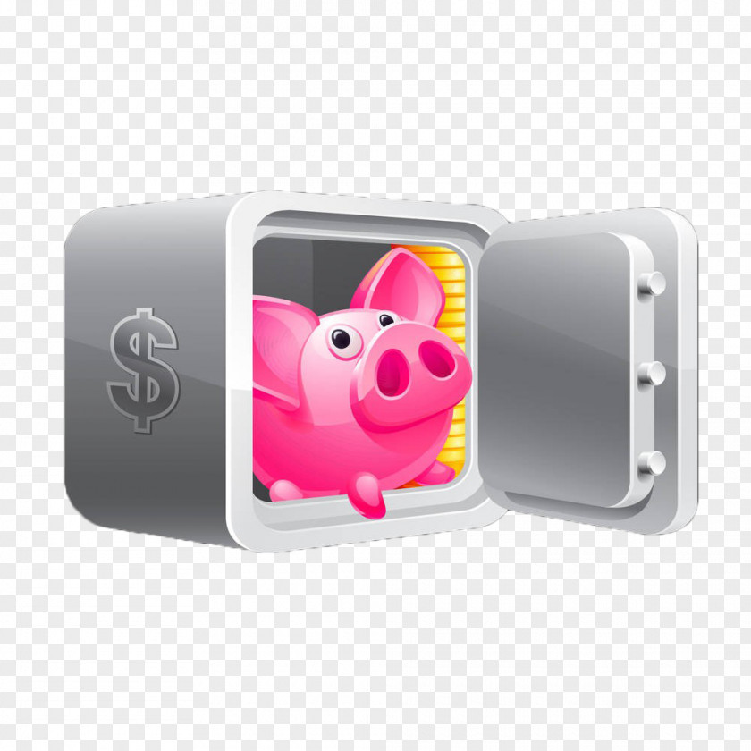 Hand-painted Silver Safe Piggy Bank Money Royalty-free PNG