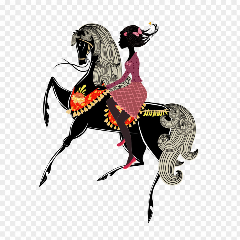 Cartoon Horseback Riding Painting Vector Graphics Fairy Image Art PNG