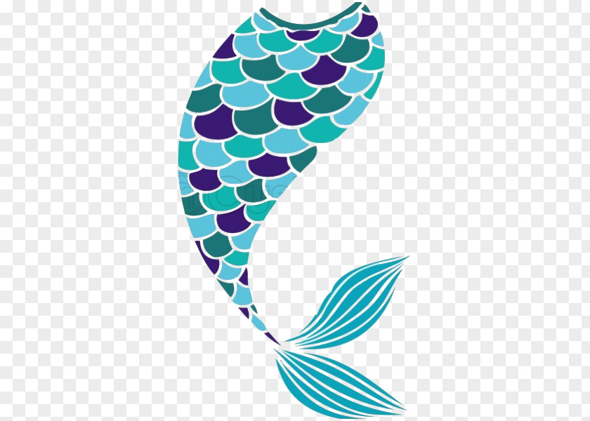 Electric Blue Feather Mermaid Cartoon PNG